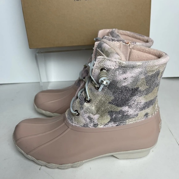 SPERRY TOP-SIDER Saltwater Water Resistant Metallic Camel Pink Duck Boots Size 6 - Picture 4 of 10